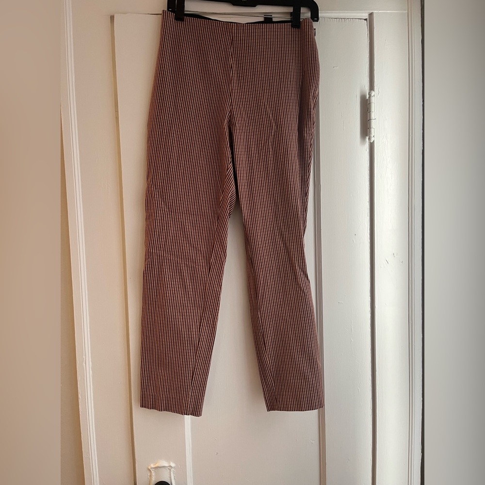 Plaid straight leg pants.
